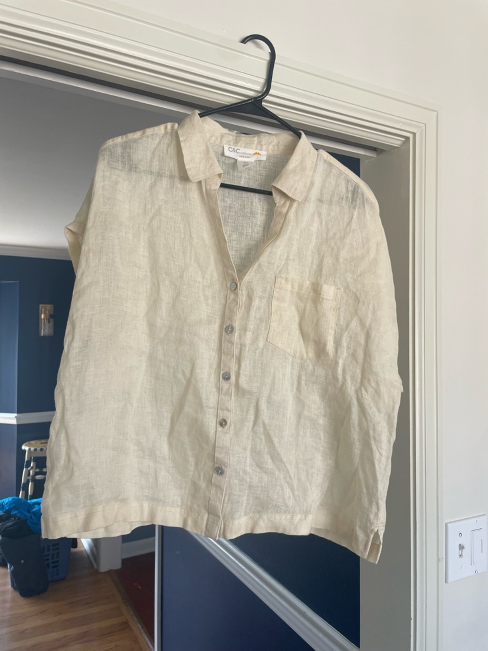 C&C California Linen Button-Down Shirt in Natural large women’s button down